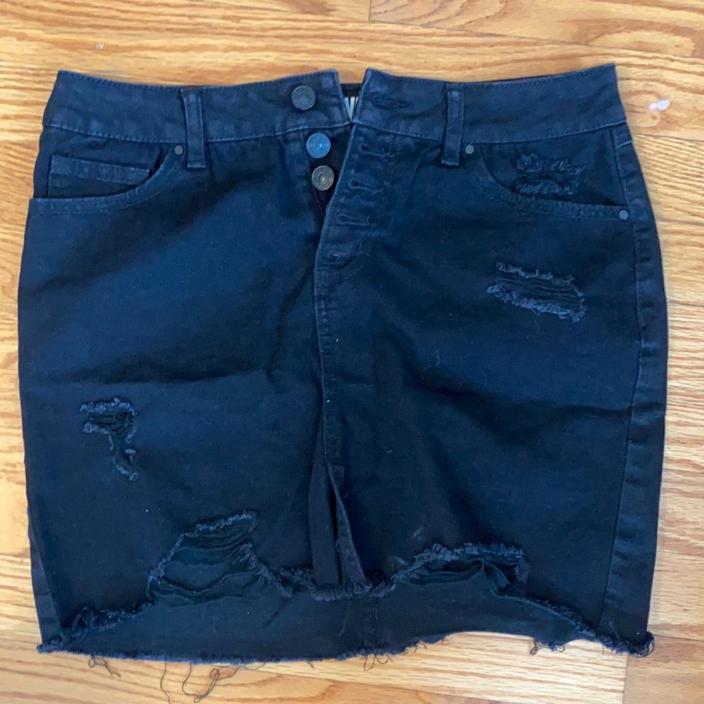 Are wash Black Denim Skirt